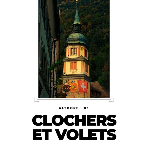 Altdorf, clochers et volets.
Des tours peintes, des façades colorées, deux canons et un cy…